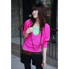The new 2012 spring clothing bag han edition dress female knitting two-piece item V BianFuShan elastic cotton T-shirt