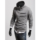  South Korean Men's Hoodies Jacket Sweatshirt Zippered Light grey/Black//Clared-red                                  