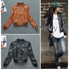 Qiu dong outfit lady's new women's short coat of motorcycle leather jacket      
