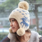Free shipping Korean Winter hat woman wool balls warm hat deer ear protection hat HA210