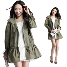 Free shipping New Fashion Women's New Army Green  Trench coat  commuter dust coat  Slim jacket 8033