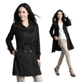 Free shipping New Fashion Women's OL temperament wild  lapel double-breasted Trench coat commuter dust coat  Slim jacket 8026