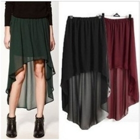 2012 NEW Free shipping European fold  women skirts, long dress chiffon pleated skirt,ladies' Asymmetric skirts 