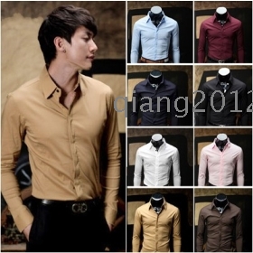 2012 new mens fashion  cultivating long-sleeved shirt, eight colors Men's Shirts Mens Casual Shirts 
