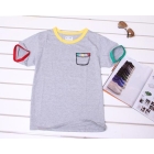2012 the latest fashion han edition curved Lin spell color small button adornment male T-shirt short sleeve round brought tide T-shirt          