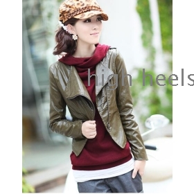 The new spring clothing han edition dress OL fashion show thin leather jacket cultivate one's morality PU leather coat stripes          