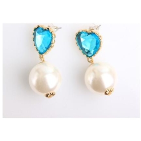 68754 South Korea adorn article pearl mysterious sapphire heart-shaped earrings stud earrings       