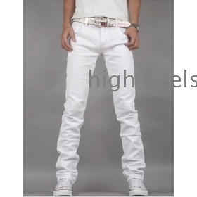 The new spring and summer 2012 han edition men's cultivate one's morality jeans tide male white jeans with white pants         