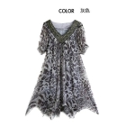2012 new sundress leopard grain snow spins short sleeve dress female leopard grain cui flower          