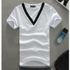 The 2012 explosion of cultivate one's morality recommended spell V man with short sleeves color pure cotton T-shirt elastic render unlined upper garment white            