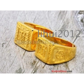 Male money gold-plated ring  gold ring alluvial gold ring opening size can be adjusted wealth