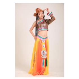 A great professional short Tibetan dance shows clothing Tibetan clothing LT  