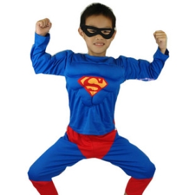 Free Shipping New Kids Halloween Party cosplay Muscle Superman Outfit Fancy Costume for Boys