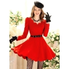 free shipping European and American fashion Wavy  noble temperament dress/size S M L/black red/wholesale 