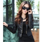 Free shipping 2012 autumn Korean ladies Slim small leather jacket women short stand-up collar pu leather jacket