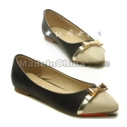 Autumn new! Super good ~ ~ sweet red double bowknot coat of paint round  flat flat documentary shoes female 
