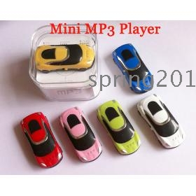 Hot selling!2013~ NEW Car Design MINI MP3 Player with card slot Support 8GB- 2GB Micro  card+6Colors+earphone+usb cable 10sets/lot freeshipping