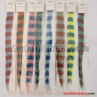 Free Shipping Feather Clip In Synthetic Hair Extension Color Stripe Sliky Straight Hair Weaving 