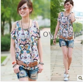 New female spring clothing with sisters T-shirt of female money relaxed han edition fashion flip-flops yards to send belt                  