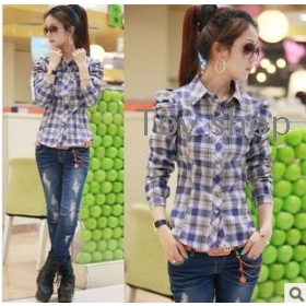 Sweethearts outfit new spring clothing plaid shirt grid shirt child unlined upper garment of Japanese women's clothes in the forest