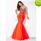 Hot Sexy Cheap Mermaid Prom dresses Sweetheart Tulle Beaded Crystal Ruffled Evening Dresses      