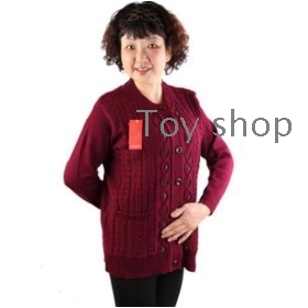 Handsome house mother put knitting cardigan sweater elderly women's shortage weight