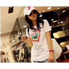 Han edition cartoon students of female money printing round brought short-sleeved cotton T-shirt