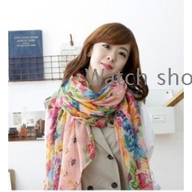 The new scarf long cotton flower of rural shawl scarf amphibious wholesale               