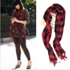 Classic small grid suede scarf male lady tassel warm scarf                                   