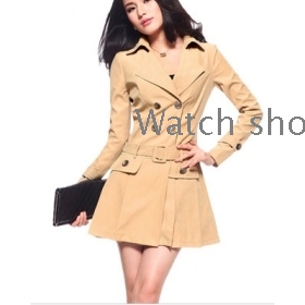 Women's clothing double-breasted lapel accept waist cultivate one's morality paragraph dust coat       