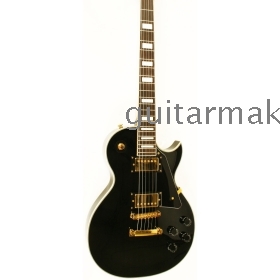 best New BLACK & GOLD Electric Guitar with  Cutaway Set Neck Curved Top