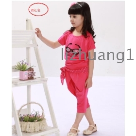 ZhongTongZhuang child female children's clothing of spring 2012 new han edition children sportswear female suit short-sleeved summer clothes
