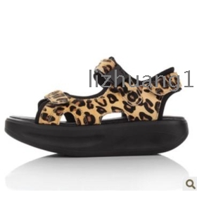 Leather baba shoe 2012 designer shoes sandals female Europe and America leopard grain to shake a fish large base shoe mouth sandals