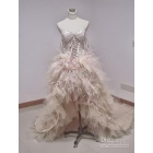Custom- NEW Sexy Short Sleeveless Strapless Organza Fall Fur Gown Wedding Dresses 