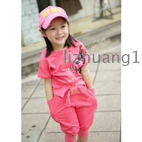 Summer han edition children's clothing, sport suit short sleeve girls wear on both sides