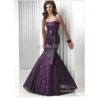 Mermaid Black/Fuchsia  Evening Prom Ball Gown Sash Strapless  Dress        