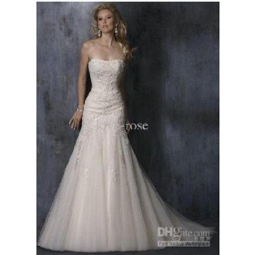  Sexy New Strapless Sheath mermaid Wedding Dresses Tulle  Gowns 