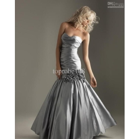 Wedding dresses Bridesmaid prom ball gown Evening Dress Silver Mermaid Evening Dress Floral Formal 