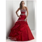 Elysemod Ball Gown A full caught-up skirt accented with hand  rosettes Floor Length Formal Gowns 
