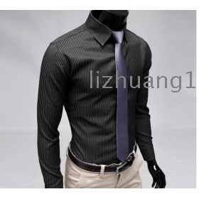 Free shipping!!! Mens Designer Stripes Dress Shirts Tops Casual Slim 2 Colors M L XL XXL 