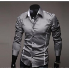 Free Shipping 2012 Brand New Item Design Mens Shirts Casual Slim Fit Stylish Dress Shirts Color:White,Black,Gray Size:M-L-XL-XXL 