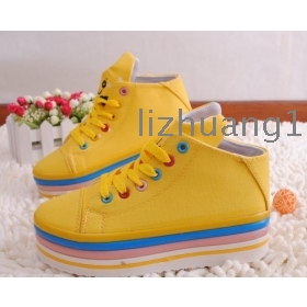 Spring new cake with large base recreational shoe article rainbow candy colors rabbit  single shoes female shoes
