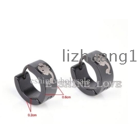  Scorpion Laser Engraved Black Stainless Steel Earrings For Men -erb20 2mmX6mm 