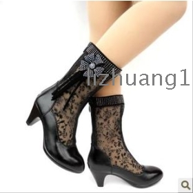 Cool leather boots cowhide ladies boots high-heeled boots in spring and autumn boots cone