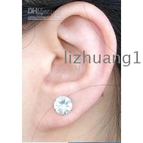 Selling anti-allergy zircon earrings 6mm round magnetic jewelry factory direct white favorite Bryant 