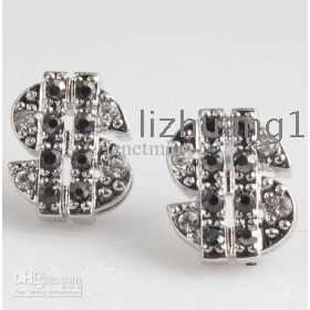 Fashion blackout earrings black diamond $ stud earring for men