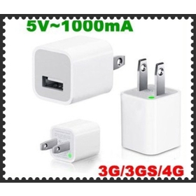 PC Power USB Wall Charger Power Adapter for USA For iPho** 3G/3GS 4G Ipo* 1000pcs/lot DHL Free Shipping