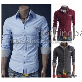 Men's Short sleeve Slim Dress Shirts  Shirts M/L/XL Free Shipping