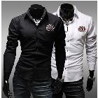Pocket 100% cotton applique casual male slim long-sleeve shirt 
