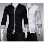 Wholesale - spring Men's casual slim fit dress shirts / Men's Long Sleeve black Shirts for men Patch pocket 